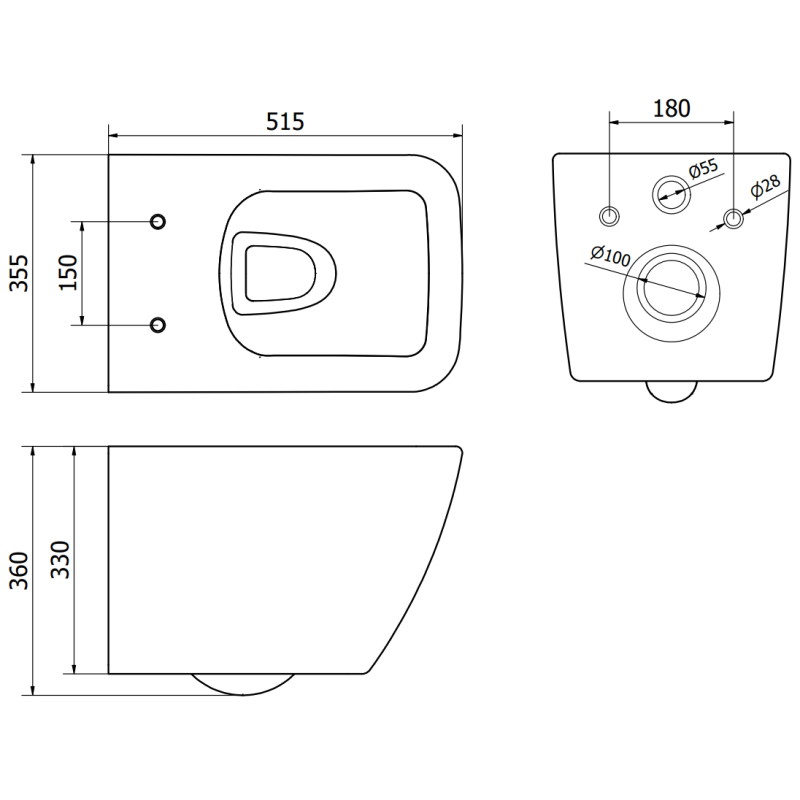 Mexen Vega rimless WC-pott aeglaselt sulguva õhukese duroplast-kaanega, läikiv valge - 30654000