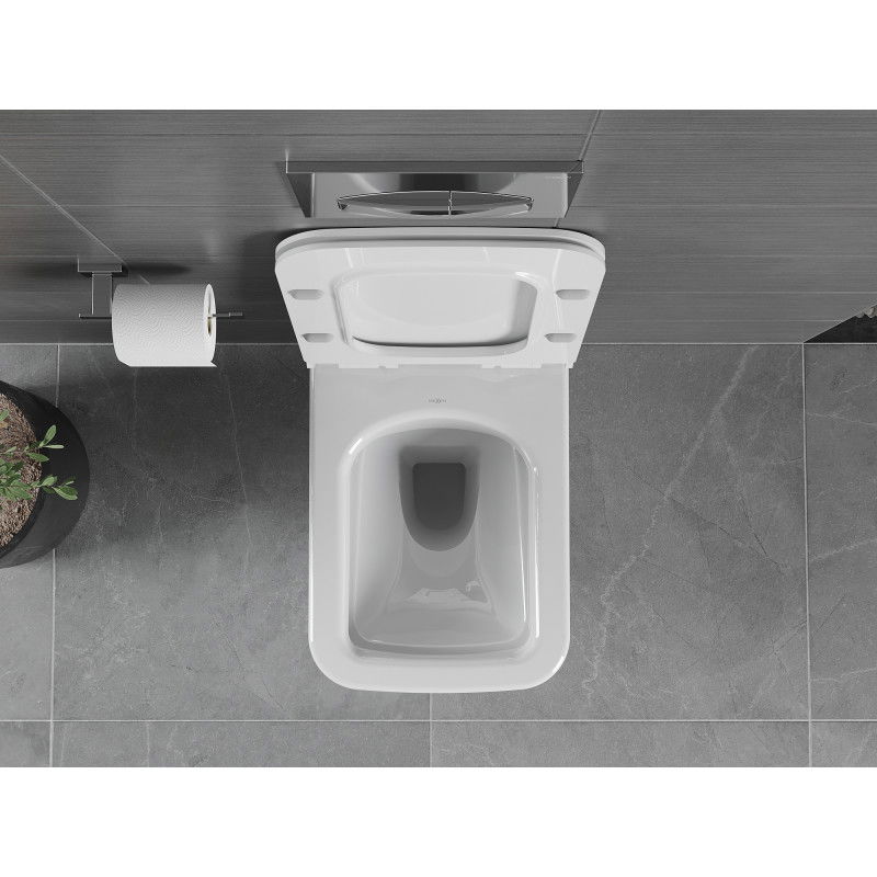 Mexen Vega Rimless WC pods grīdas bļoda ar lēnām nolaižamu tualetes vāku, duroplasts, spīdīgi balta - 30654000