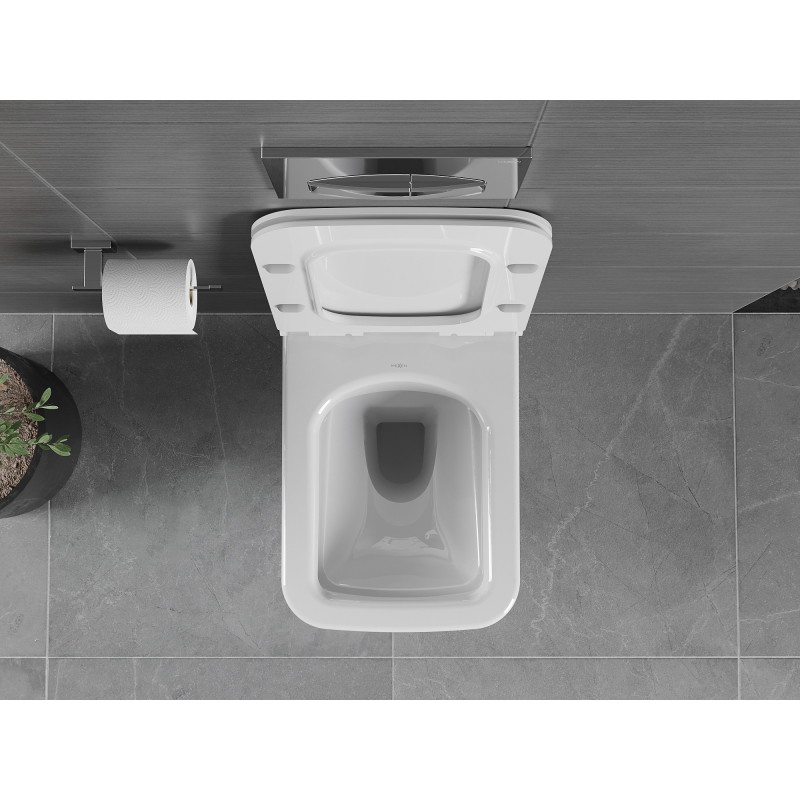 Mexen Vega rimless WC-pott aeglaselt sulguva õhukese duroplast-kaanega, läikiv valge - 30654000