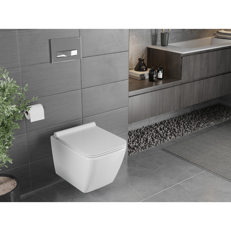 Mexen Vega WC-Schüssel Rimless mit Slim-Absenkautomatik-Sitz, Duroplast, weiß glänzend - 30654000