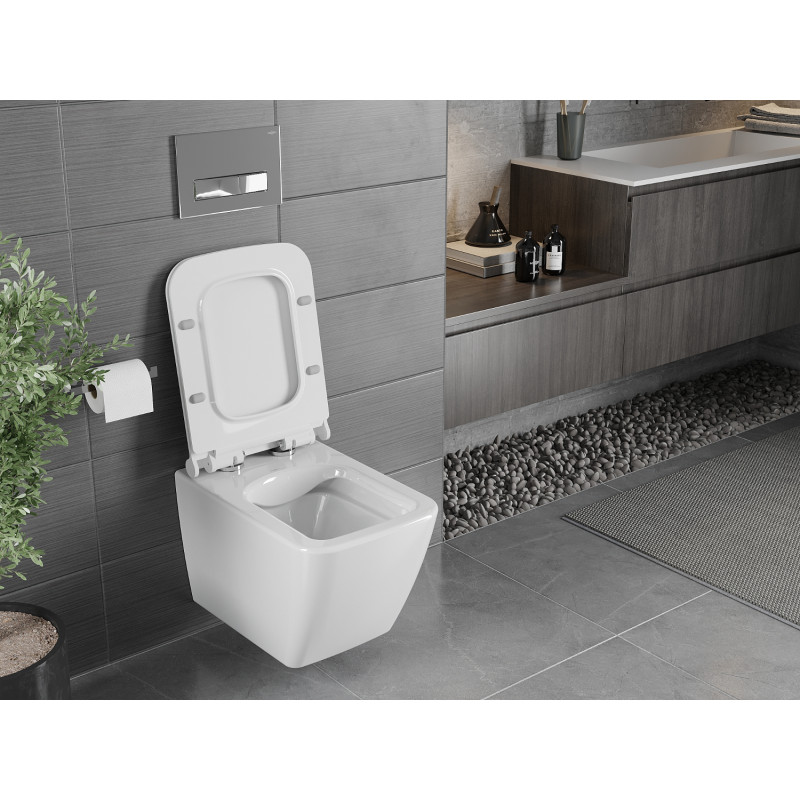Mexen Vega inodoro suspendido Rimless con asiento de cierre suave slim, duroplast, blanco brillo - 30654000