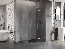 Mexen Lunar T duschkabin svängbar höger 90 x 120 cm, transparent, borstad nickel - 834T-090-120-97-00-P