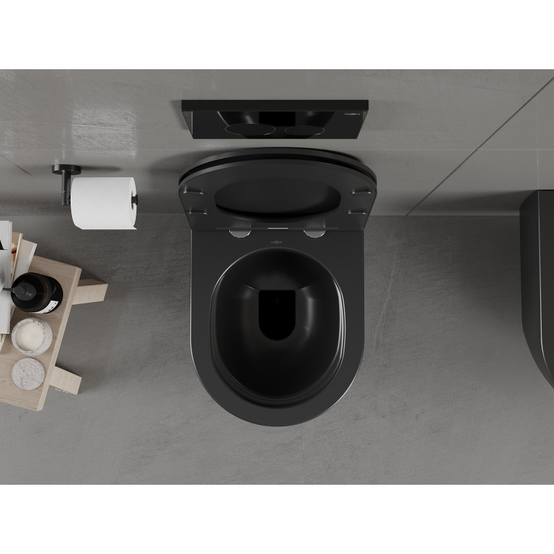 Mexen Carmen wc-pot Rimless met slanke softclose zitting, duroplast, zwarte mat - 30881085