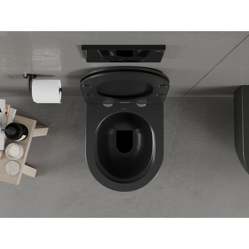 Mexen Carmen WC-Schüssel Rimless mit langsam schließendem, schlankem Duroplast-Sitz, schwarze Matte - 30881085