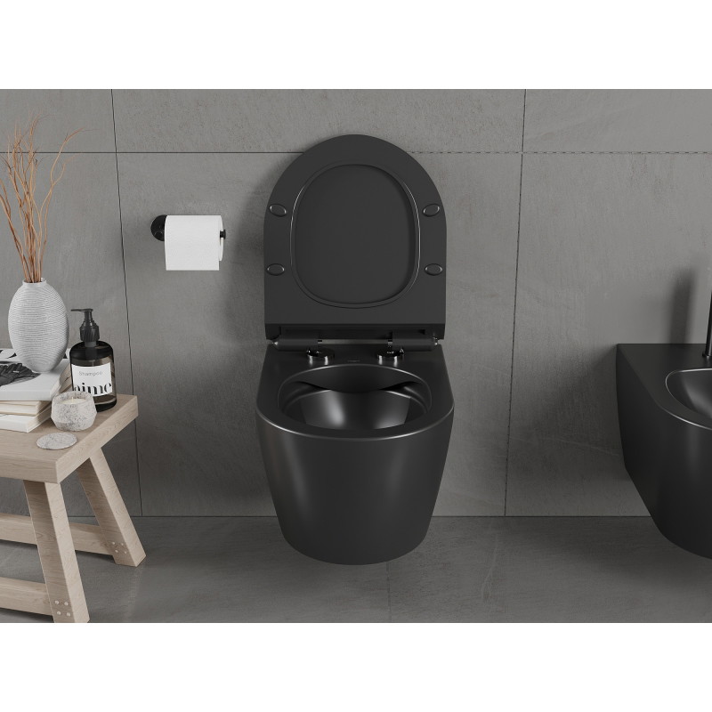 Mexen Carmen WC školjka bez ruba s Slim daskom, duroplast, crna mat - 30880185