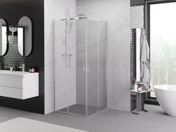 Mexen Exo-S Duo kvadratna tuš kabina s pomičnimi vrati 95 x 95 cm, prozorna, krom - 8111-095-095-01-00