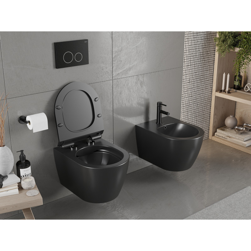 Mexen Carmen miska wc Rimless z deską wolnoopadającą slim, duroplast, czarna mat - 30880185