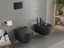 Mexen Carmen wc-skål Rimless med mjukstängande slim-sits, duroplast, svart matt - 30880185