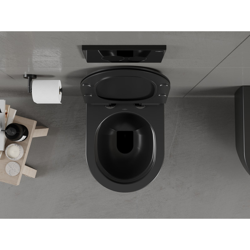 Mexen Carmen inodoro wc Rimless con asiento de caída lenta slim, duroplast, negro mate - 30880185