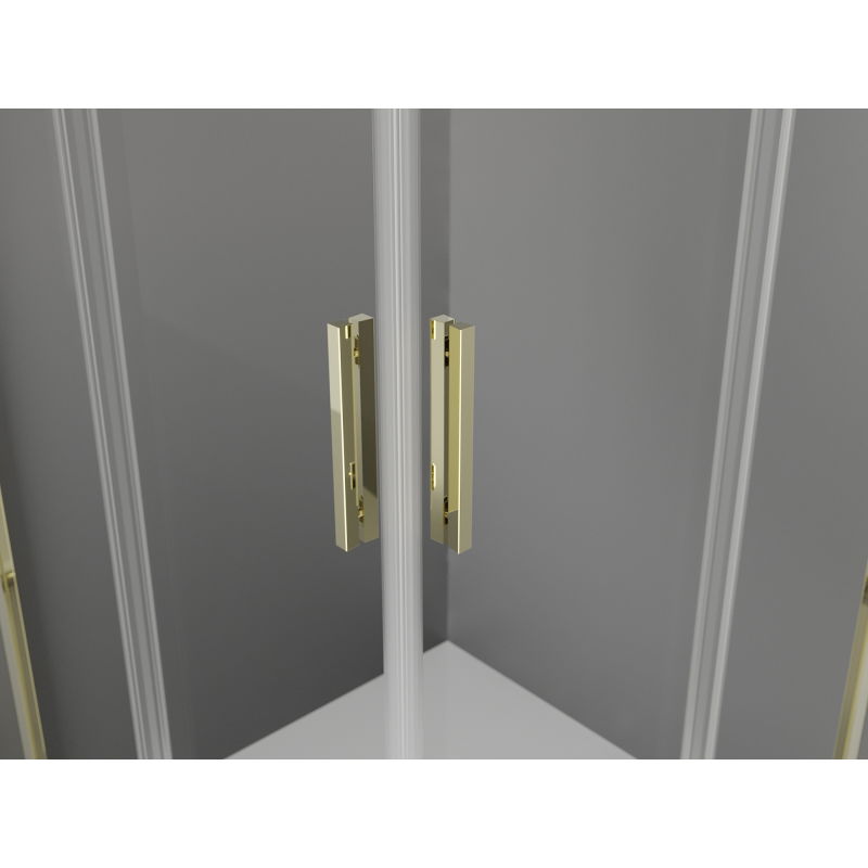 Mexen Exo quadrateschs Duschkabinn opgeschob 95 x 95 cm, transparent, gëllen - 8111-095-095-50-00