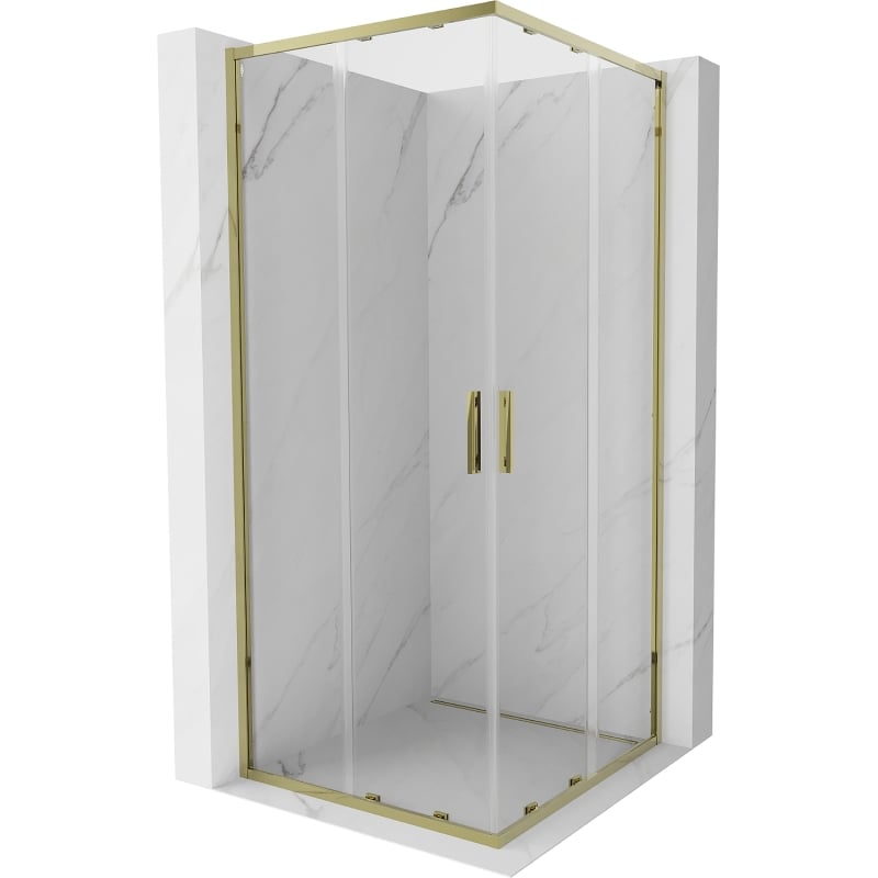 Mexen Exo-S Duo cabina doccia quadrata scorrevole 95 x 95 cm, trasparente, oro - 8111-095-095-50-00