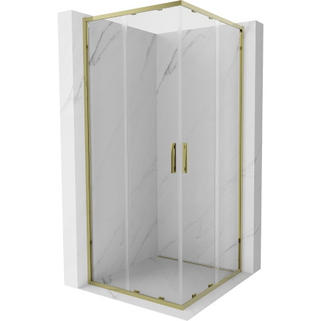 Mexen Exo-S Duo kabina prysznicowa kwadratowa rozsuwana 95 x 95 cm, transparent, złota - 8111-095-095-50-00