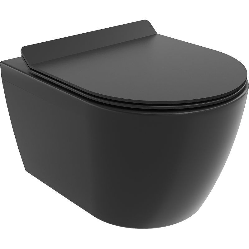 Mexen Carmen inodoro wc Rimless con asiento de caída lenta slim, duroplast, negro mate - 30880185