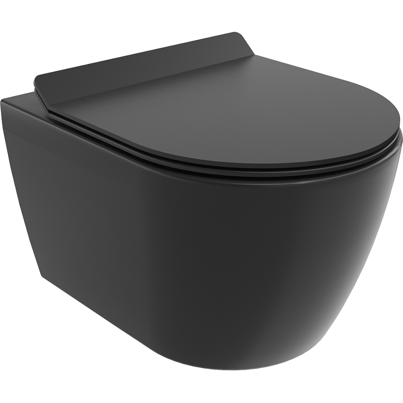 Mexen Carmen taza de inodoro sin reborde con asiento de cierre suave slim, duroplast, negro mate - 30880185