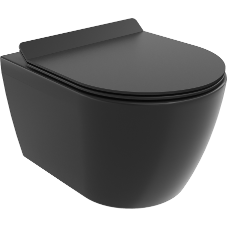 Mexen Carmen taza de inodoro sin reborde con asiento de cierre suave slim, duroplast, negro mate - 30880185