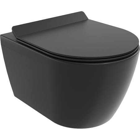Mexen Carmen WC-Schüssel Rimless mit langsam schließendem Slim-Sitz, Duroplast, schwarz matt - 30880185