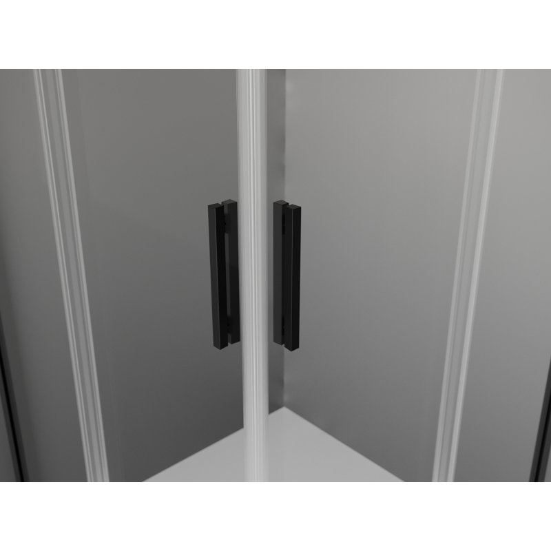 Mexen Exo quadratesch Duschkabinn mat Rutschdier 85 x 85 cm, transparent, schwaarz - 8111-085-085-70-00