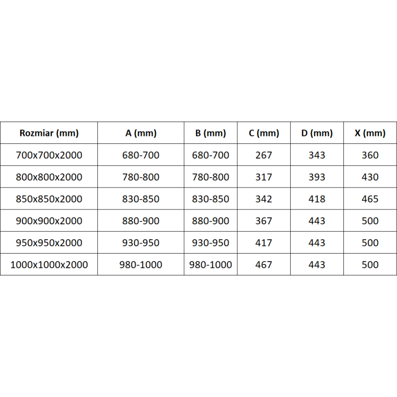Mexen Exo cabine de duche quadrada deslizante 85 x 85 cm, transparente, preta - 8111-085-085-70-00