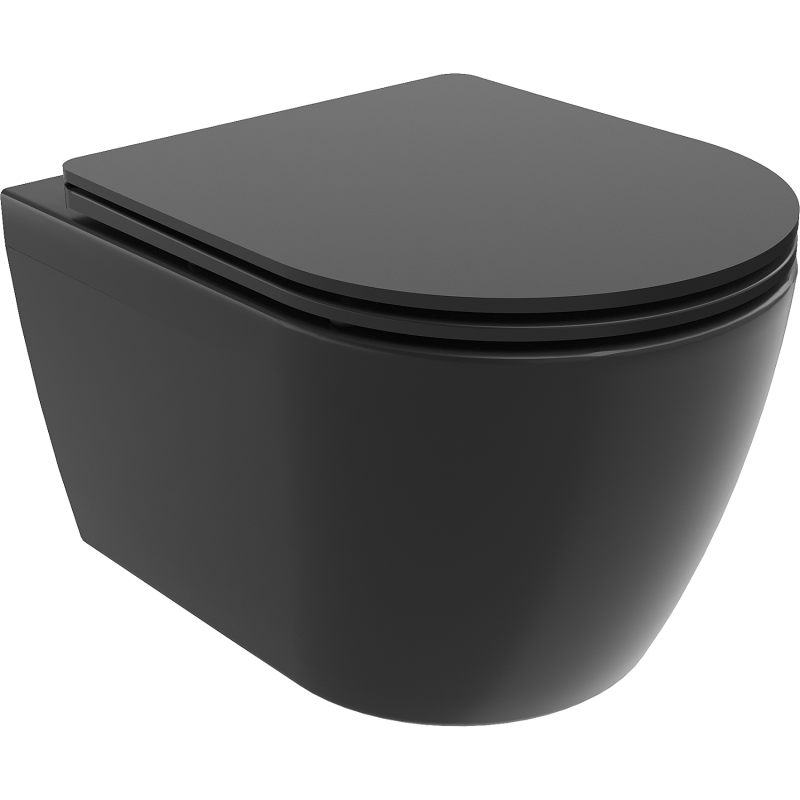 Mexen Carmen cuvette WC Rimless avec abattant à descente lente slim, duroplast, noir mat - 30881085