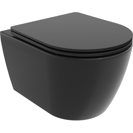 Mexen Carmen rimloze wc-pot met slimgedeelte, langzaam sluitende zitting, duroplast, mat zwart - 30881085