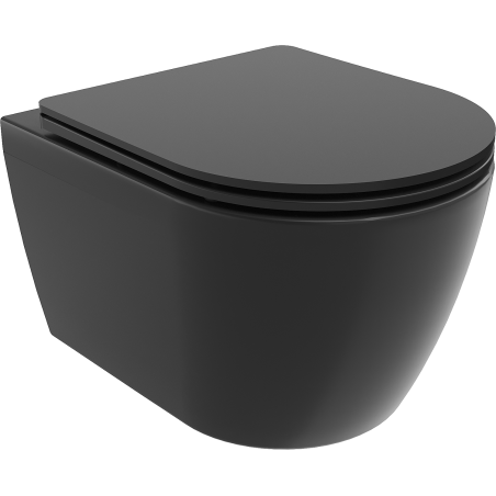 Mexen Carmen WC-Schüssel Rimless mit langsam schließendem, schlankem Duroplast-Sitz, schwarze Matte - 30881085