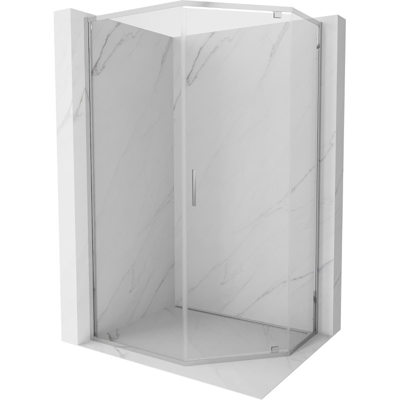 Mexen Exo-R kabina prysznicowa pięciokątna uchylna 90 x 80 cm, transparent, chrom - 812-090-080-01-00