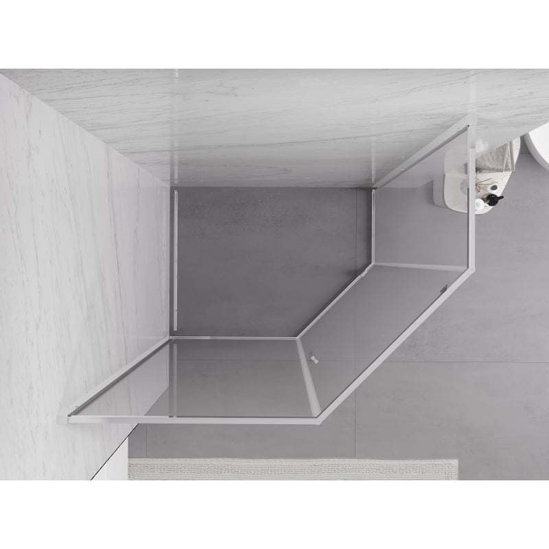 Mexen Exo-R cabina doccia pentagonale battente 100 x 80 cm, trasparente, cromo - 812-100-080-01-00
