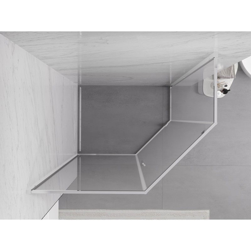 Mexen Exo cabine de douche pentagonale battante 100 x 90 cm, transparent, chrome - 812-100-090-01-00