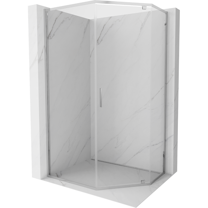 Mexen Exo cabine de douche pentagonale battante 100 x 90 cm, transparent, chrome - 812-100-090-01-00