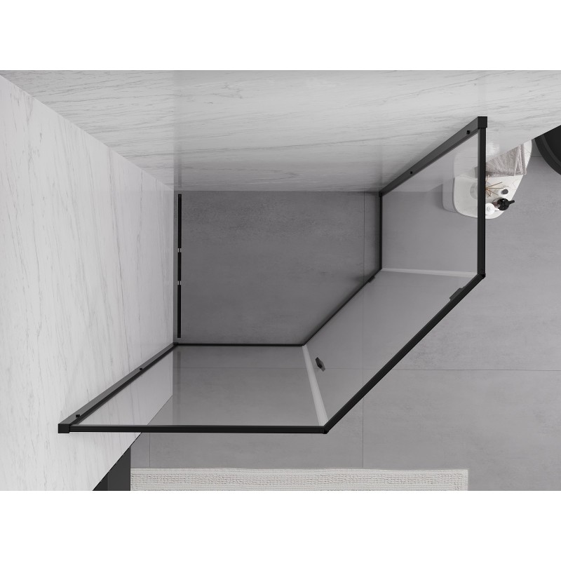Mexen Exo kabina prysznicowa pięciokątna uchylna 90 x 80 cm, transparent, czarna - 812-090-080-70-00