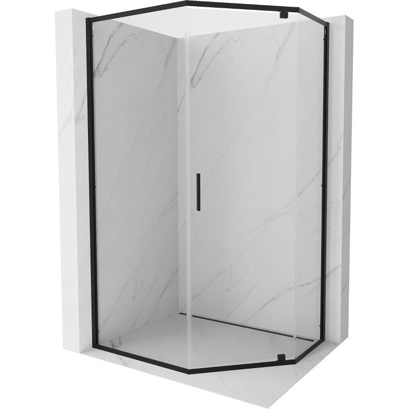 Mexen Exo-R cabina de ducha pentagonal abatible 90 x 80 cm, transparente, negra - 812-090-080-70-00