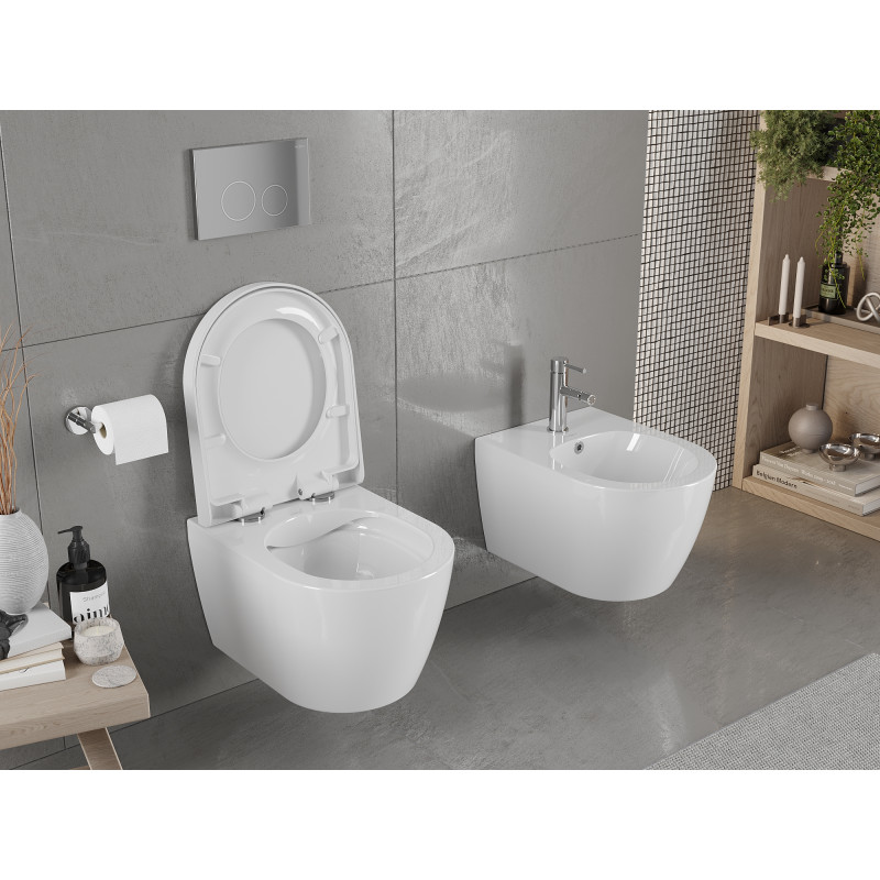 Mexen Carmen WC-Schüssel Rimless mit langsam schließendem, hartem Sitz, Duroplast, glänzend weiß - 30880200