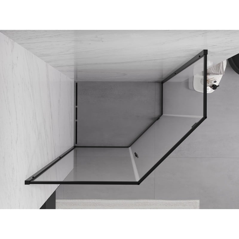 Mexen Exo cabine de douche pentagonale pivotante 100 x 80 cm, transparente, noire - 812-100-080-70-00