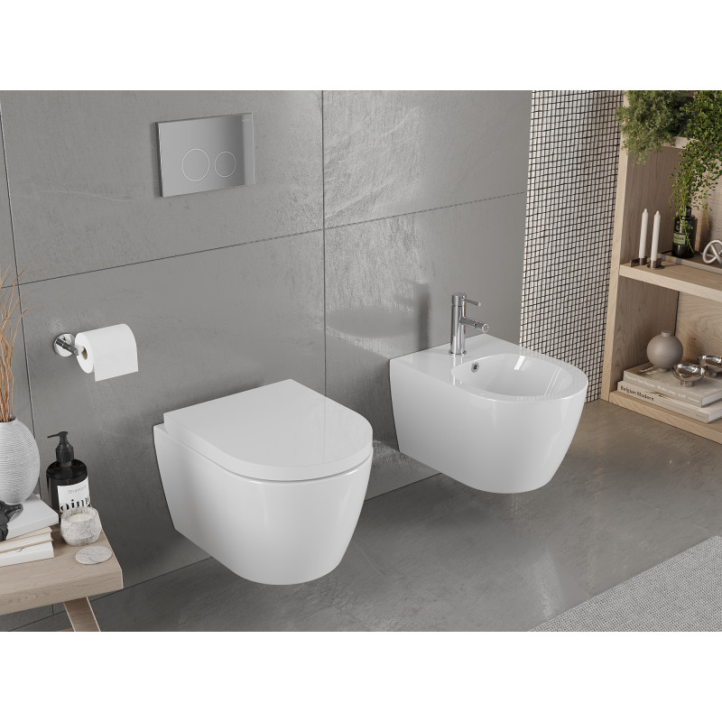 Mexen Carmen inodoro Rimless con asiento de cierre suave duroplast, blanco brillo - 30880200