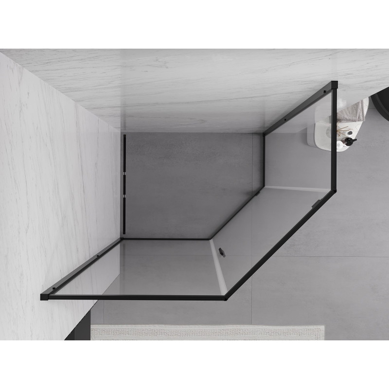 Mexen Exo-R cabina de ducha pentagonal abatible 100 x 90 cm, transparente, negra - 812-100-090-70-00
