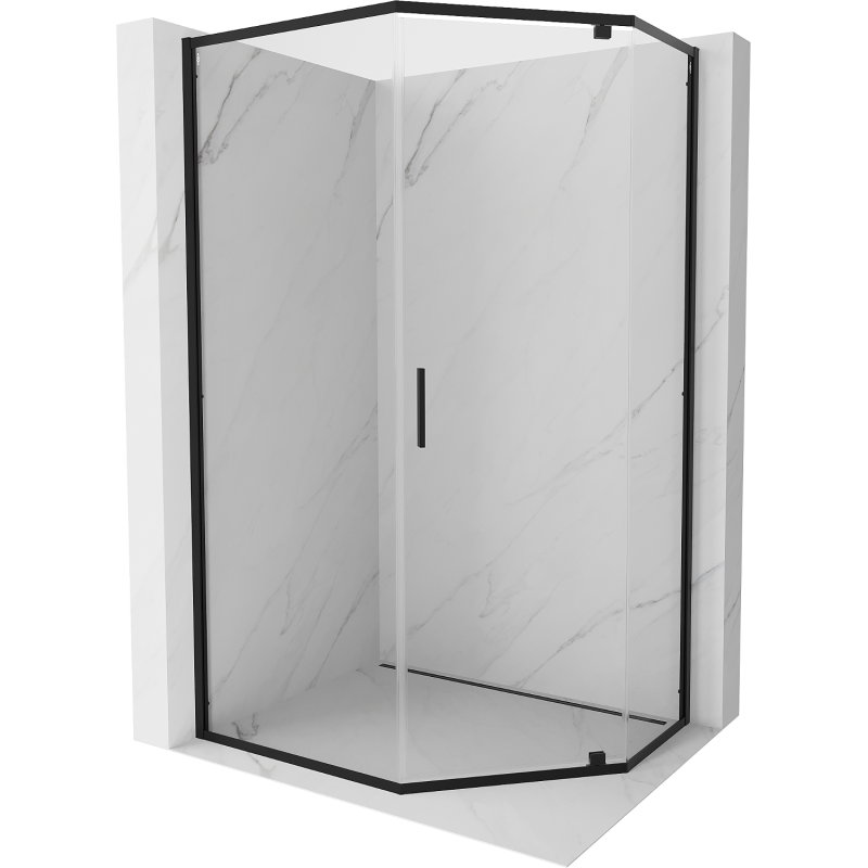 Mexen Exo femkantig duschkabin 100 x 90 cm, transparent, svart - 812-100-090-70-00