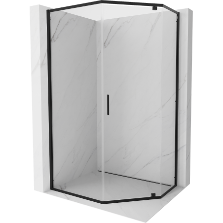 Mexen Exo-R cabina doccia pentagonale a battente 100 x 90 cm, trasparente, nera - 812-100-090-70-00