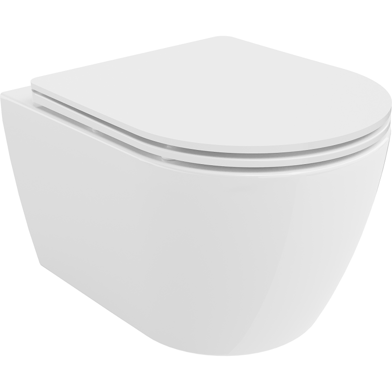 Mexen Carmen Rimless WC bowl with slim soft-close seat, duroplast, white gloss - 30880300