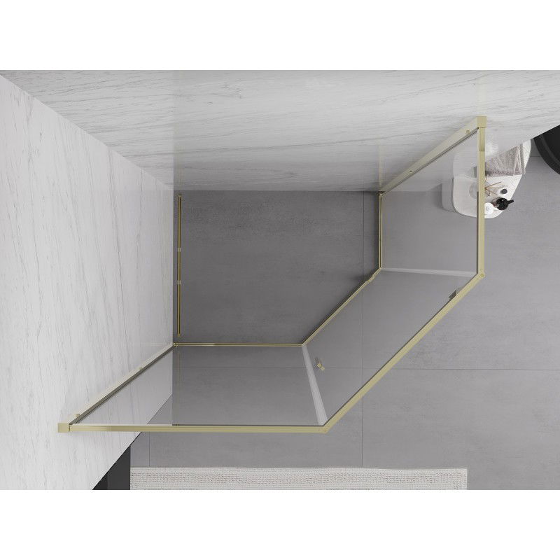 Mexen Exo vijfhoekige draaideur douchecabine 100 x 80 cm, transparant, goud - 812-100-080-50-00