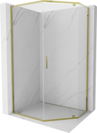 Mexen Exo-R cabina de ducha pentagonal abatible 100 x 80 cm, transparente, dorada - 812-100-080-50-00