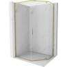 Mexen Exo Pentagonal Hinged Shower Enclosure 100 x 90 cm, Transparent, Gold - 812-100-090-50-00