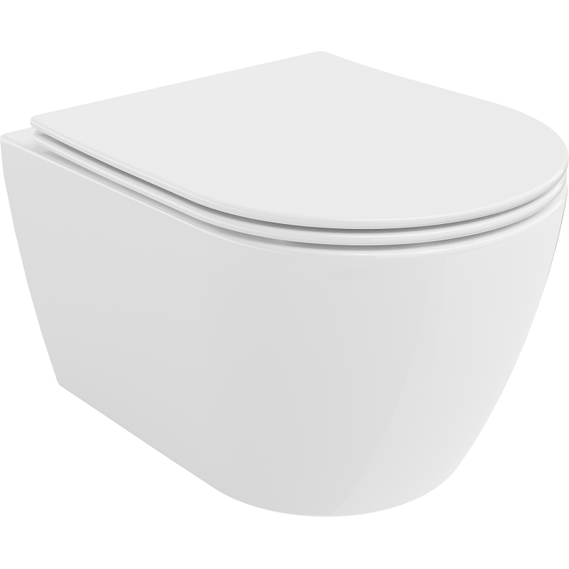 Mexen Carmen cuvette WC sans bride avec abattant slim à descente progressive, duroplast, blanc brillant - 30880400