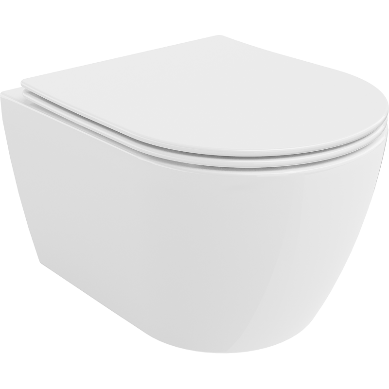 Mexen Carmen reunaton wc-kulho hiljaa laskevalla ohuella kannella, duroplast, kiiltävä valkoinen - 30880400
