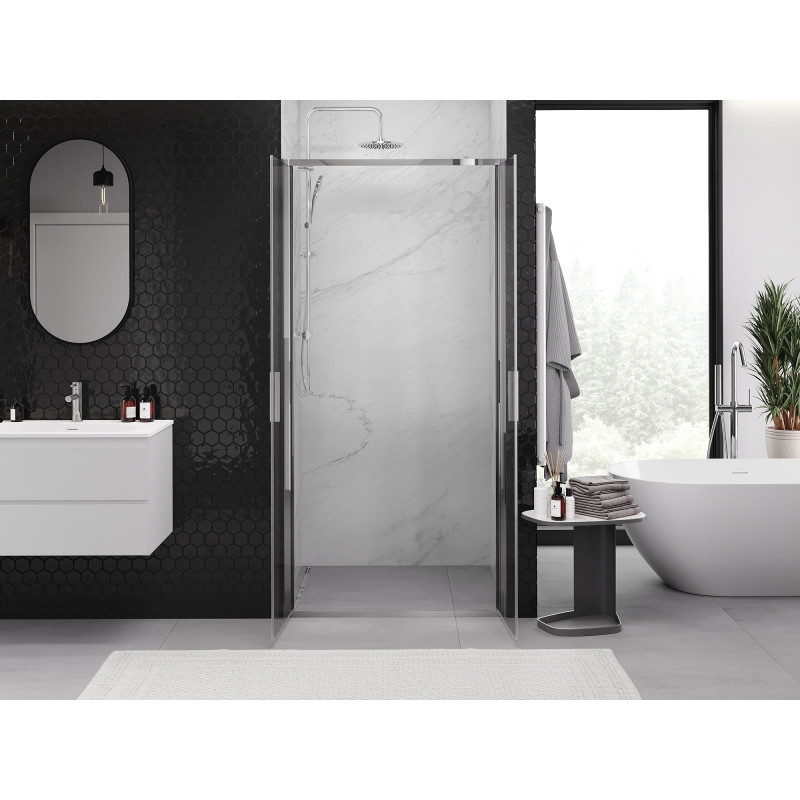 Mexen Exo drzwi prysznicowe podwójne uchylne 110 cm, transparent, chrom - 814-110-000-01-00