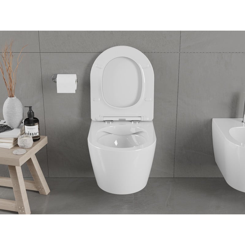 Mexen Carmen miska wc Rimless z deską wolnoopadającą slim, duroplast, biała połysk - 30880400