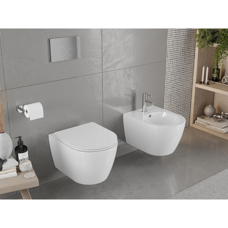 Mexen Carmen WC-Schüssel Rimless mit Slim-Absenkautomatik-Sitz, Duroplast, glänzend weiß - 30880400
