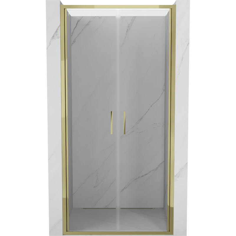 Mexen Exo-B Duo drzwi prysznicowe podwójne uchylne 120 cm, transparent, złote - 814-120-000-50-00