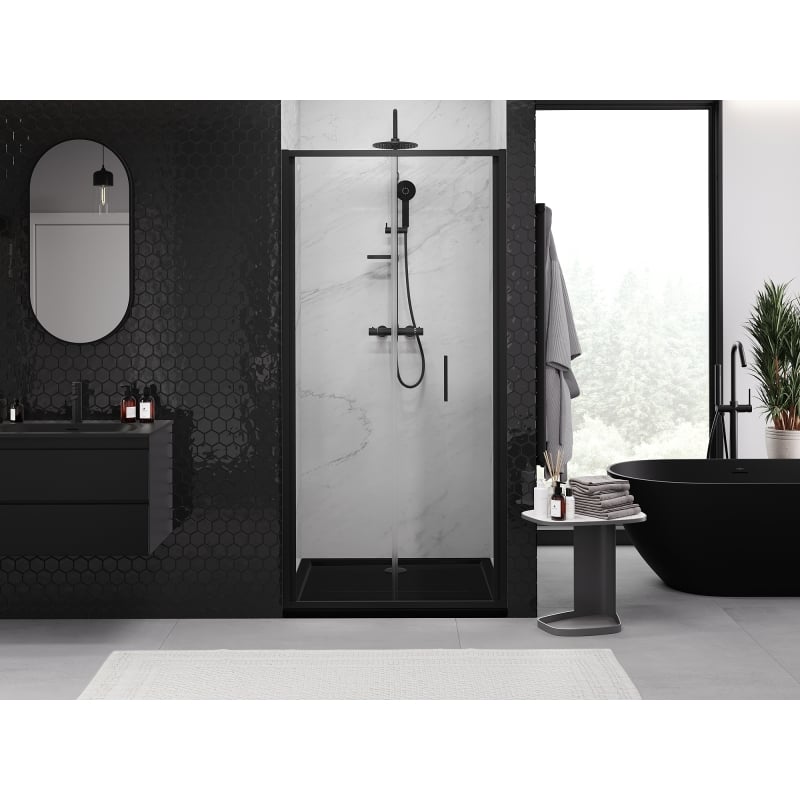 Mexen Exo-F porta doccia pieghevole 120 cm, trasparente, nero - 816-120-000-70-00