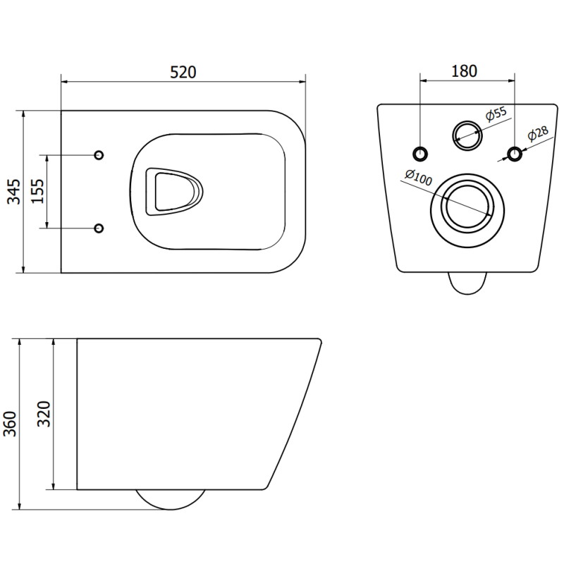 Mexen Cube Rimless toilet bowl with soft-close slim seat, duroplast, glossy white - 30924000