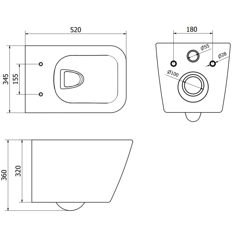 Mexen Cube wc-kulho Rimless hitaasti sulkeutuvalla slim-kannella, duroplast, kiiltävä valkoinen - 30924000